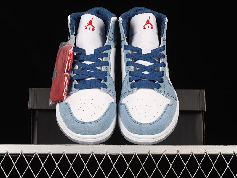 All categories Air Jordan Jordan series basketball shoes Air Jordan 1 Mid Air Jordan 1 Mid "French Blue" AJ1 Joe 1 washed blue mid-top basketball shoes DN3706-401